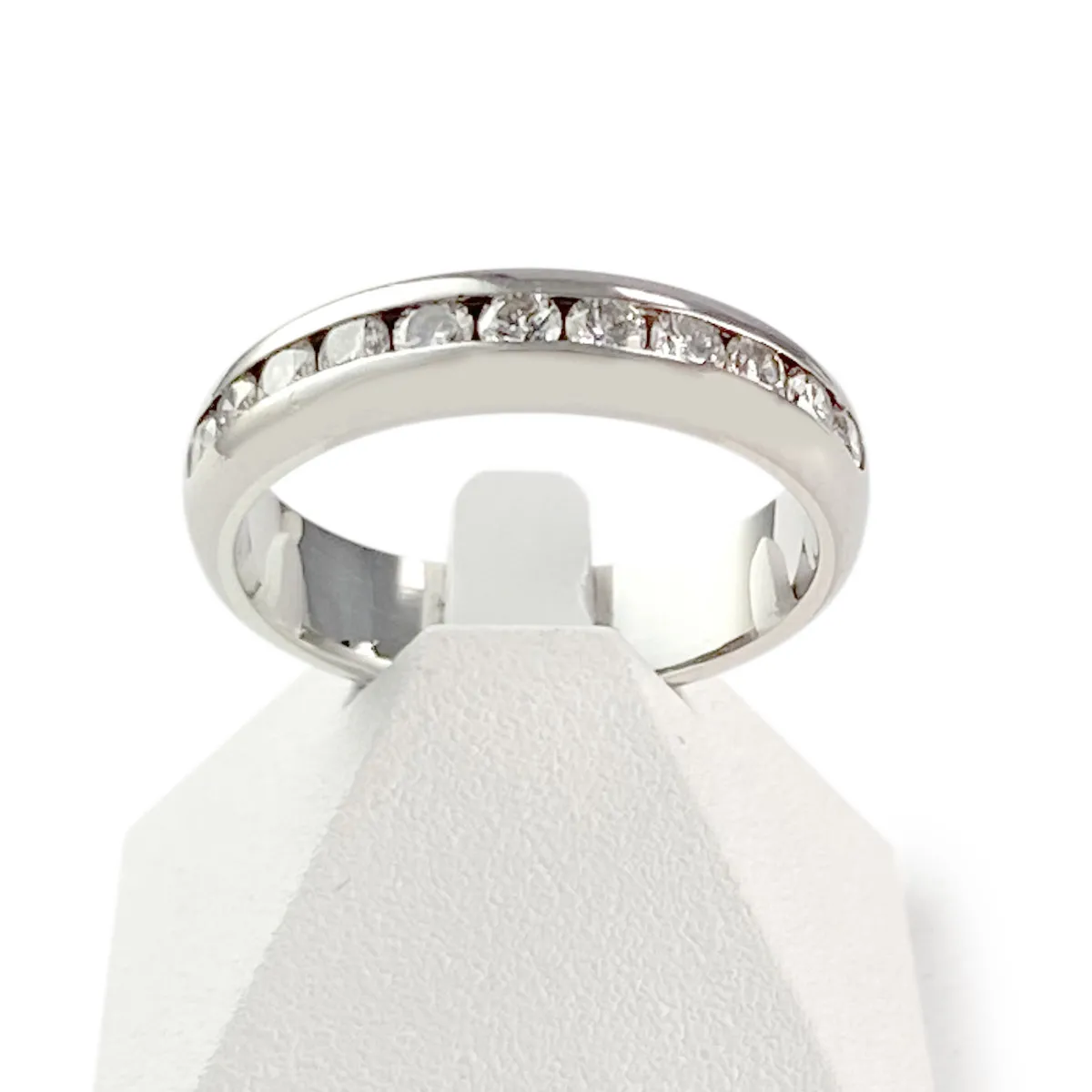 Bague d'occasion or 750 blanc diama