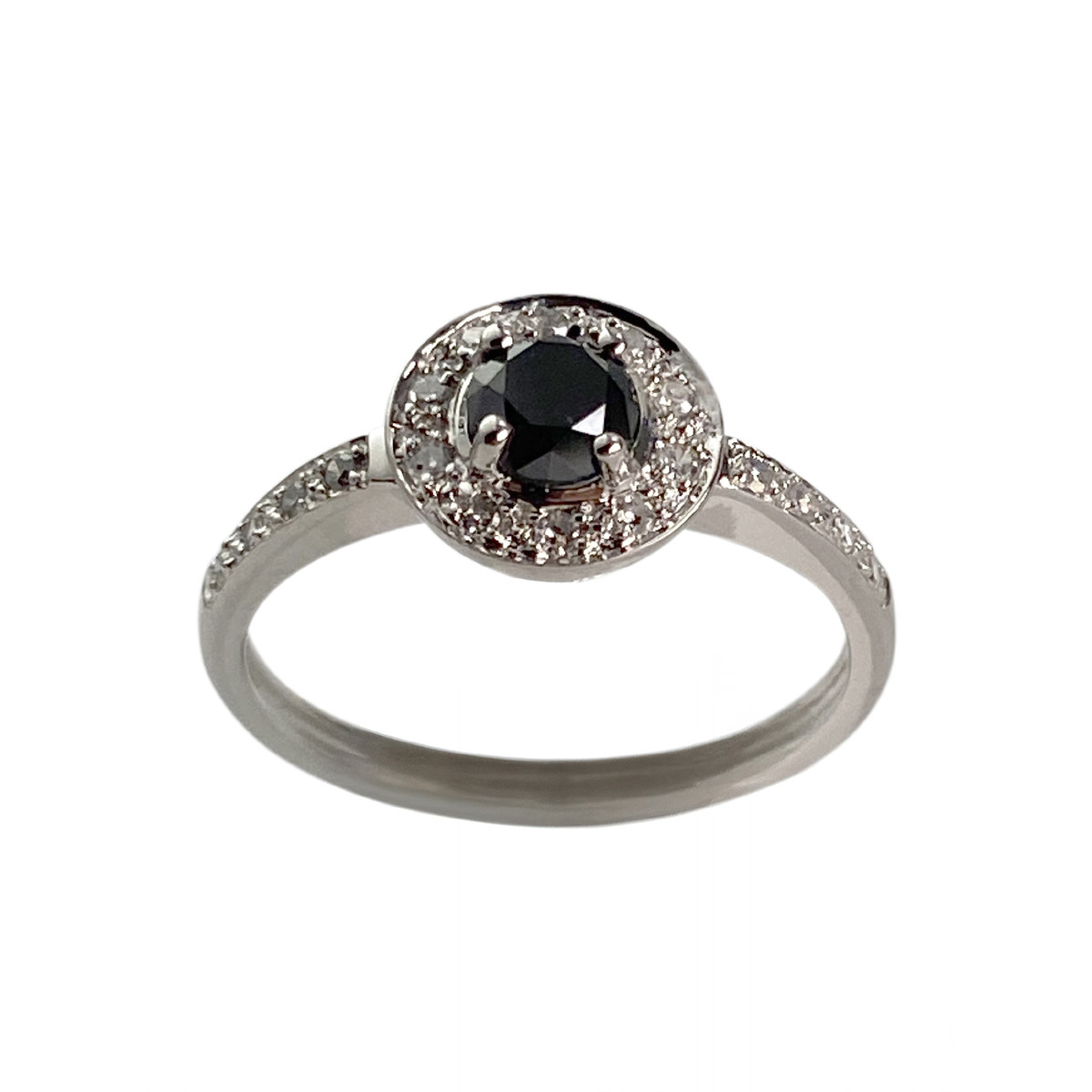 Bague d'occasion or 750 blanc diamants blancs et noir