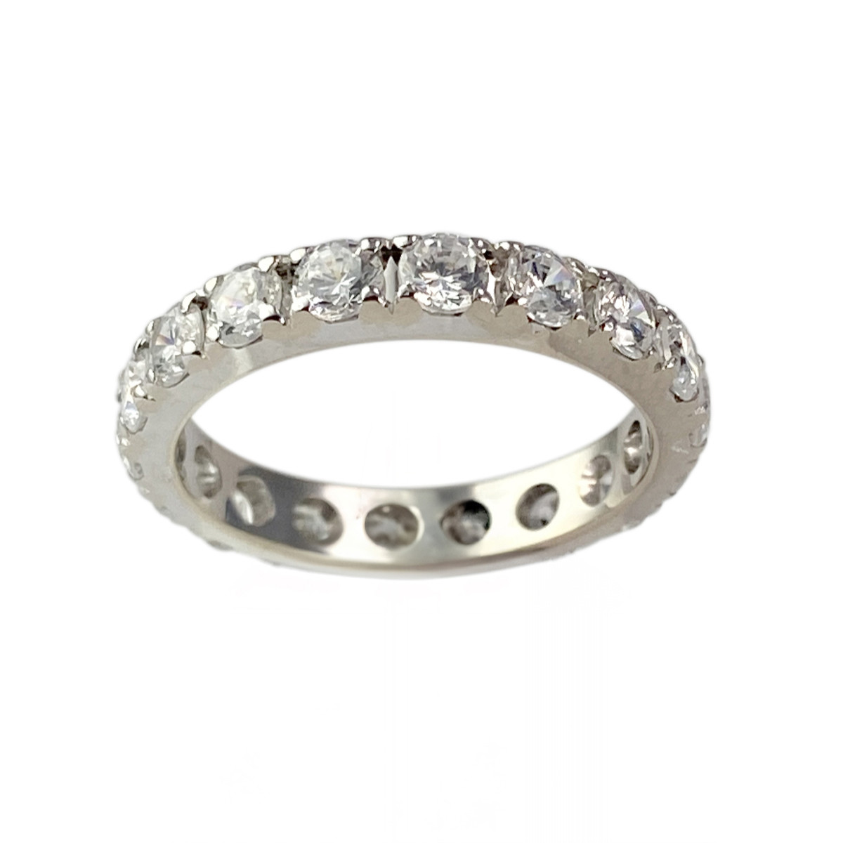 Bague d'occasion or 750 blanc tour complet zirconias