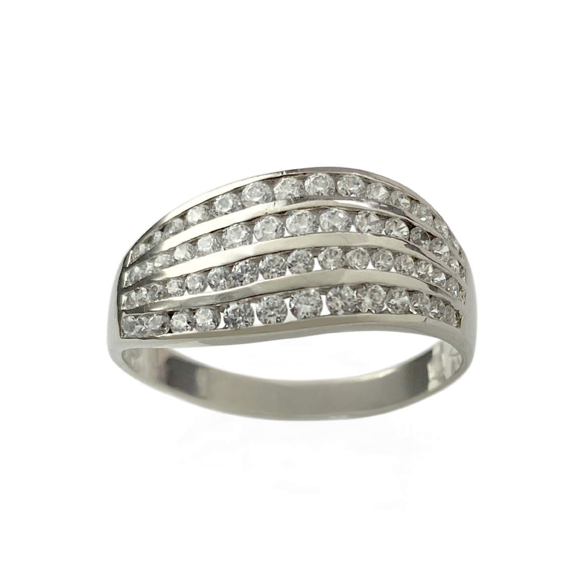 Bague d'occasion or 750 blanc zirconias