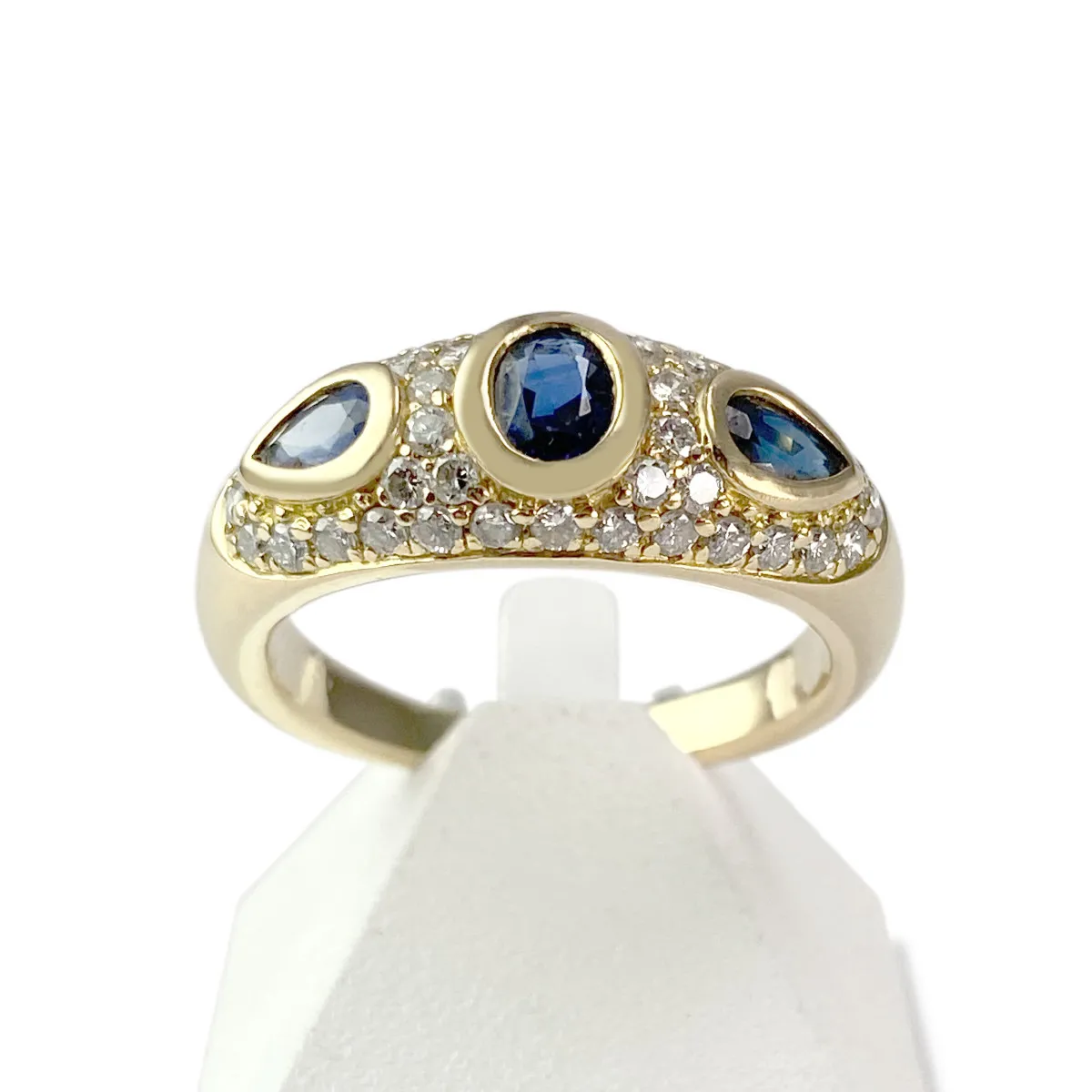 Bague d'occasion or 750 diamants et saphirs