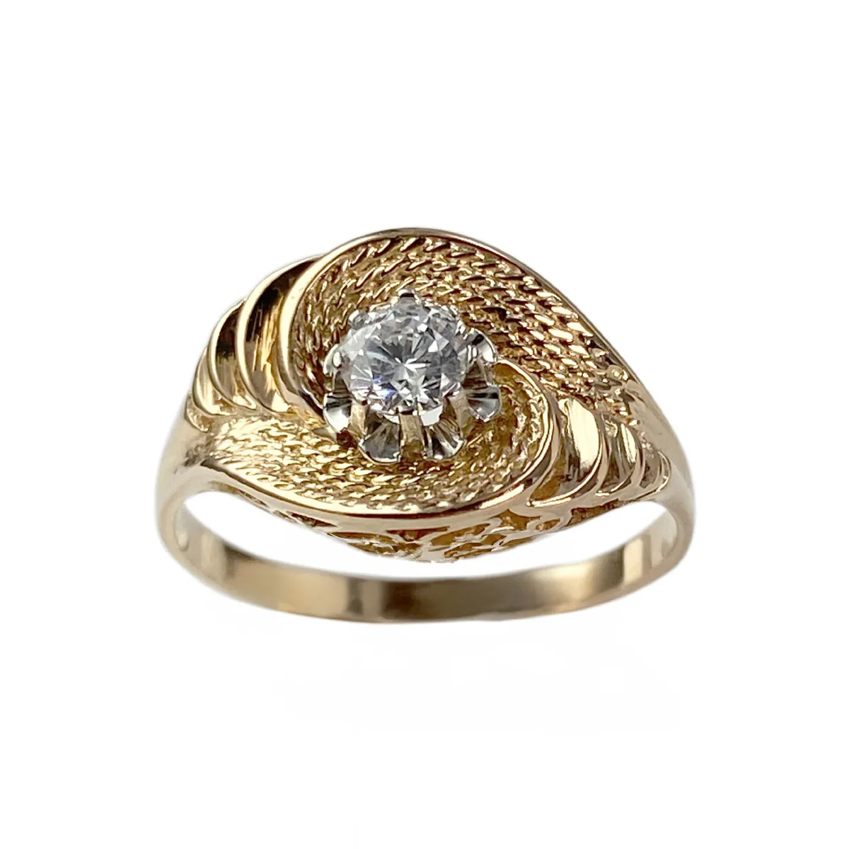 Bague d'occasion or 750 jaune 2tons spinelle synthétique