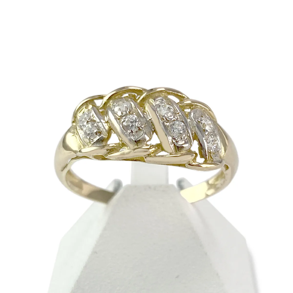 Bague d'occasion or 750 jaune 2tons zirconia