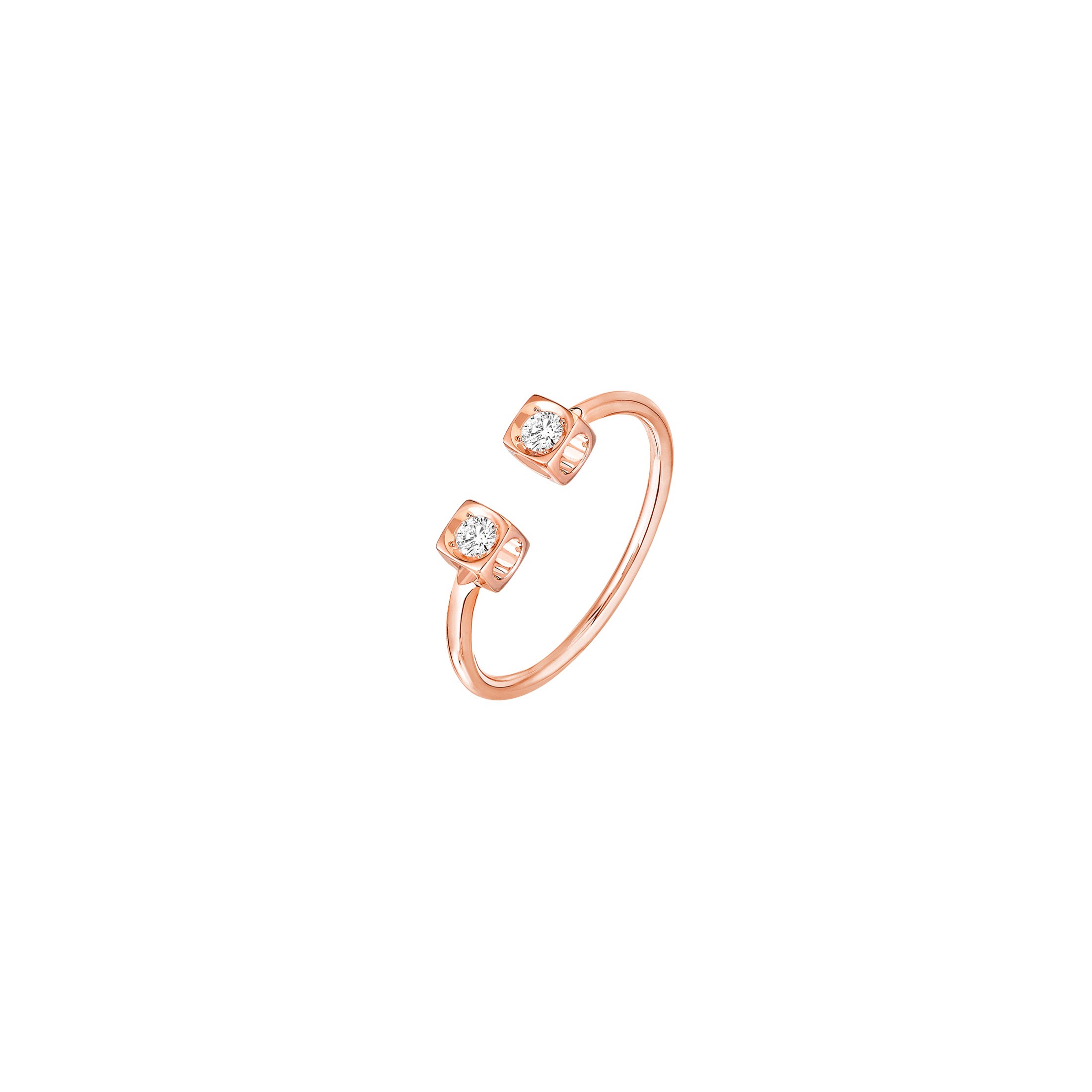 Bague Dinh Van Le Cube Diamant ouvert en or rose et diamants