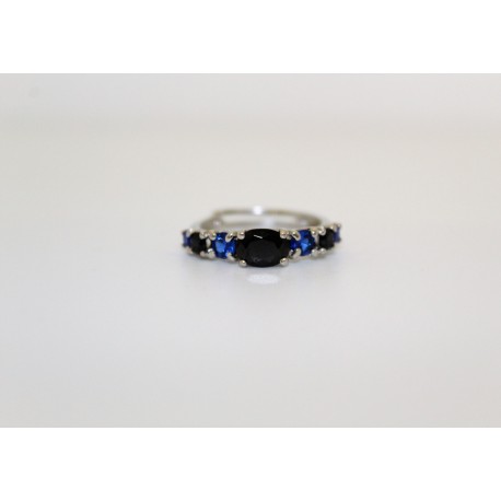 Bague en argent 925 avec des zircons, bleu, réglable