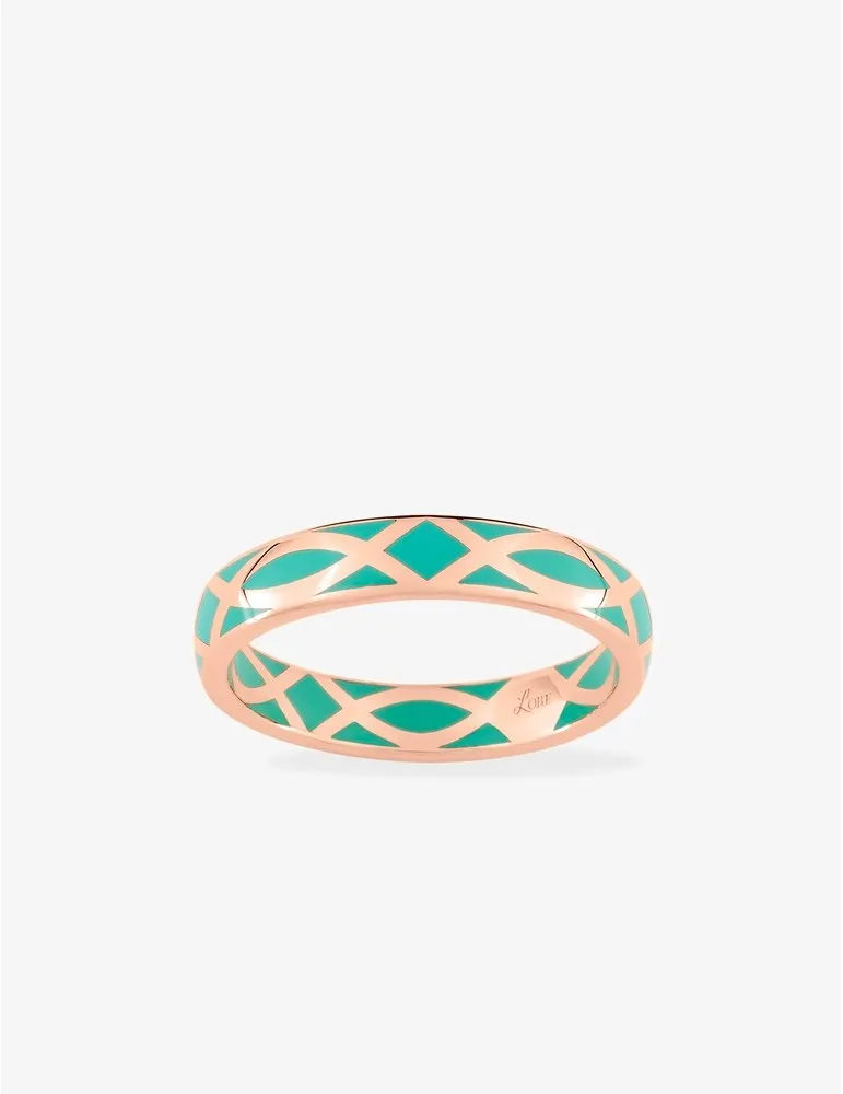 Bague fine Confidence Or rose 375‰ et laque verte aqua SO OR