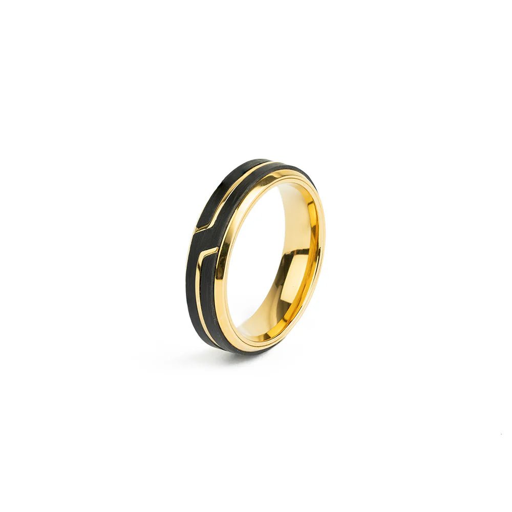Bague Gemini REX Gold titane doré finition Carbone forgé