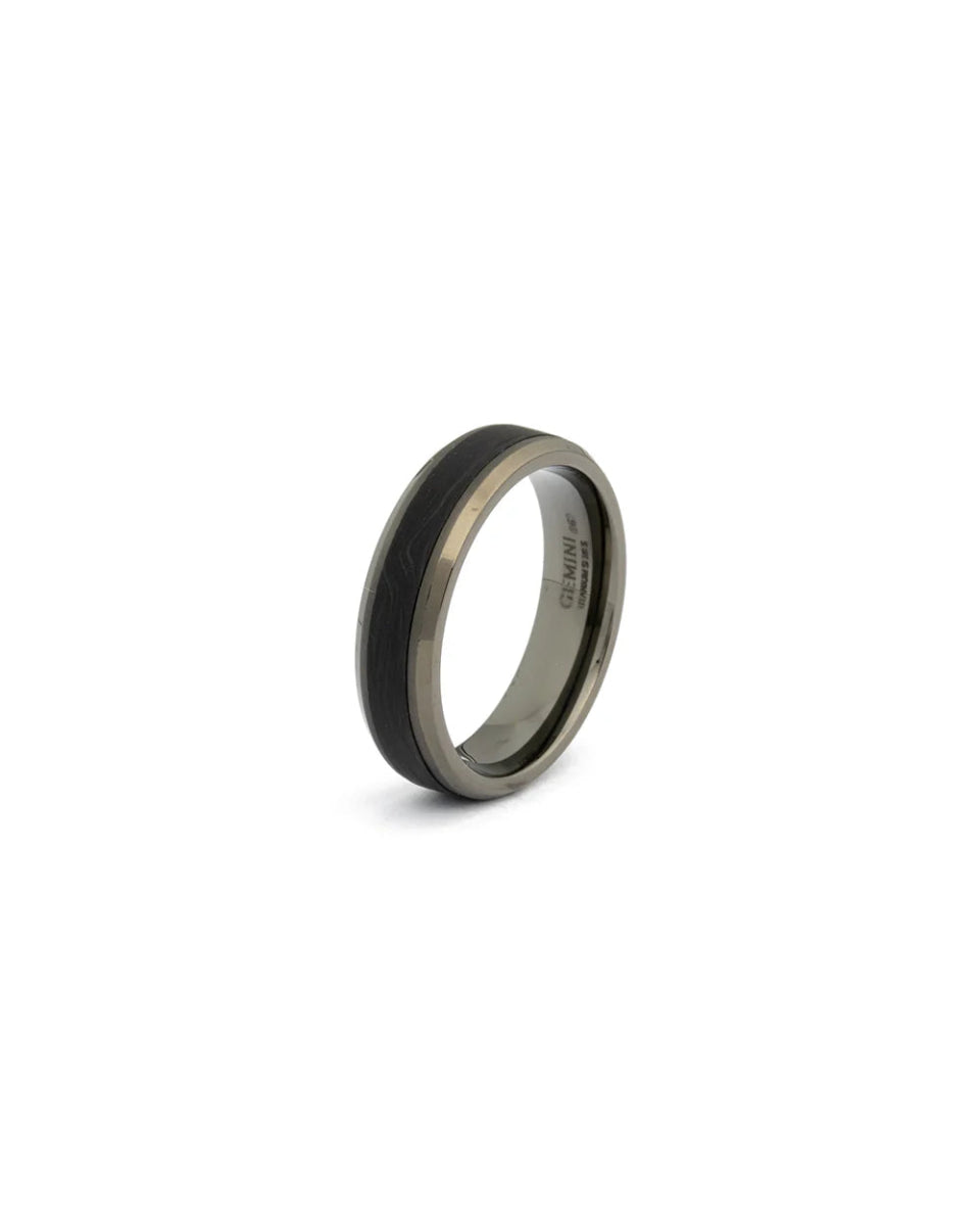 Bague Gemini ROTA Black Carbon Titane et carbone forgé