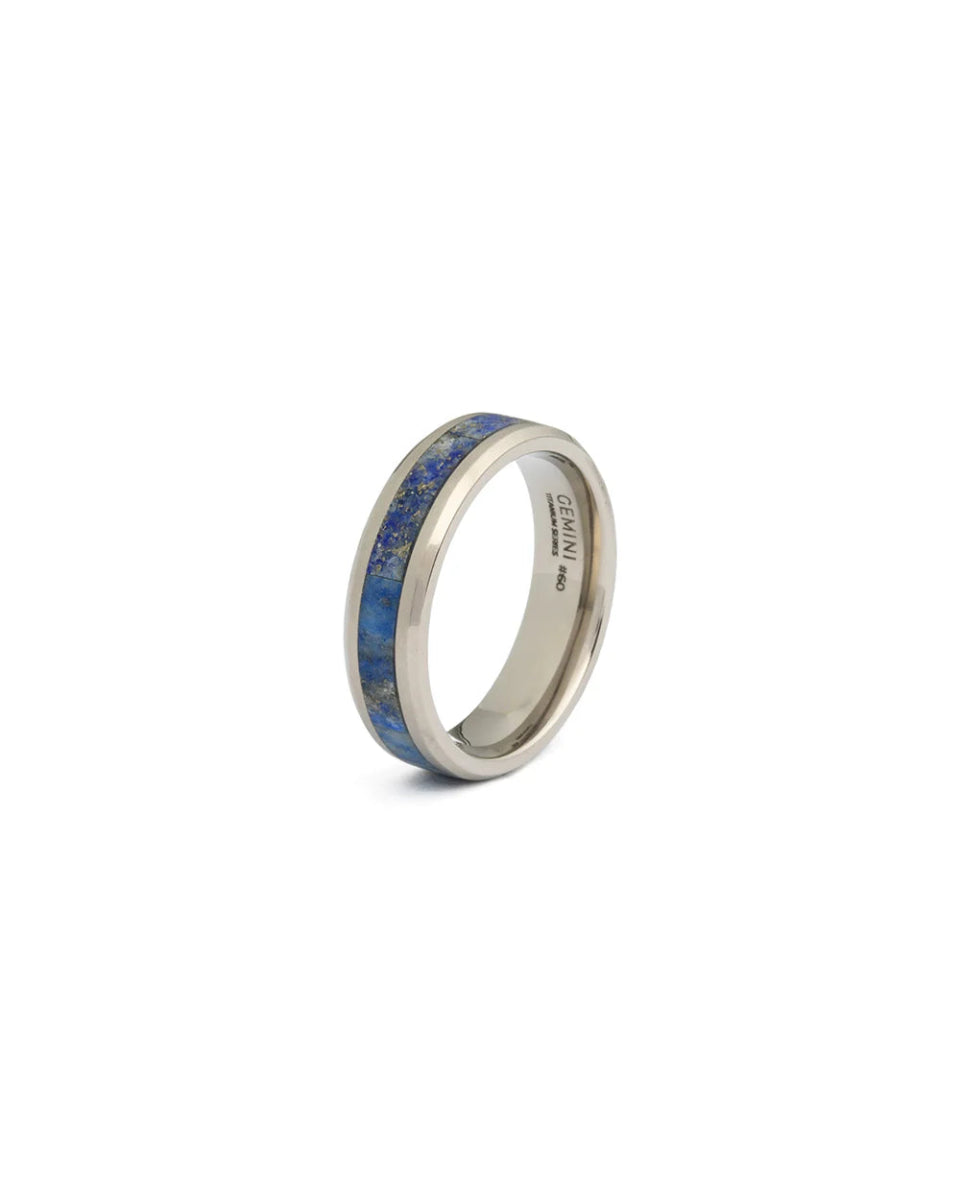 Bague Gemini ROTA titane et Lapis Lazuli