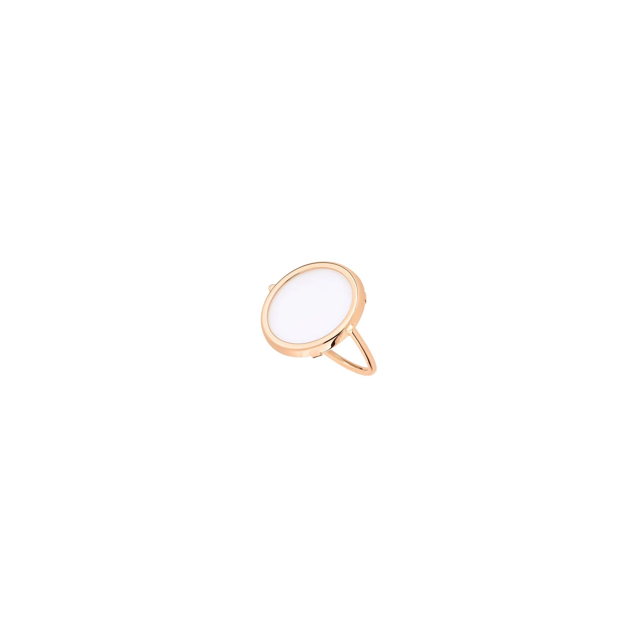 Bague Ginette NY Disc Ring en or rose et agate