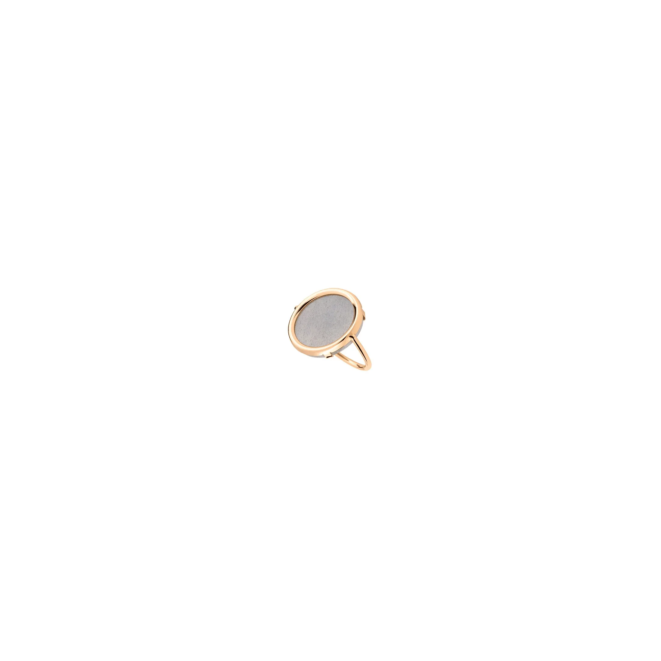 Bague Ginette NY Disc Ring en or rose et pierre de lune grise