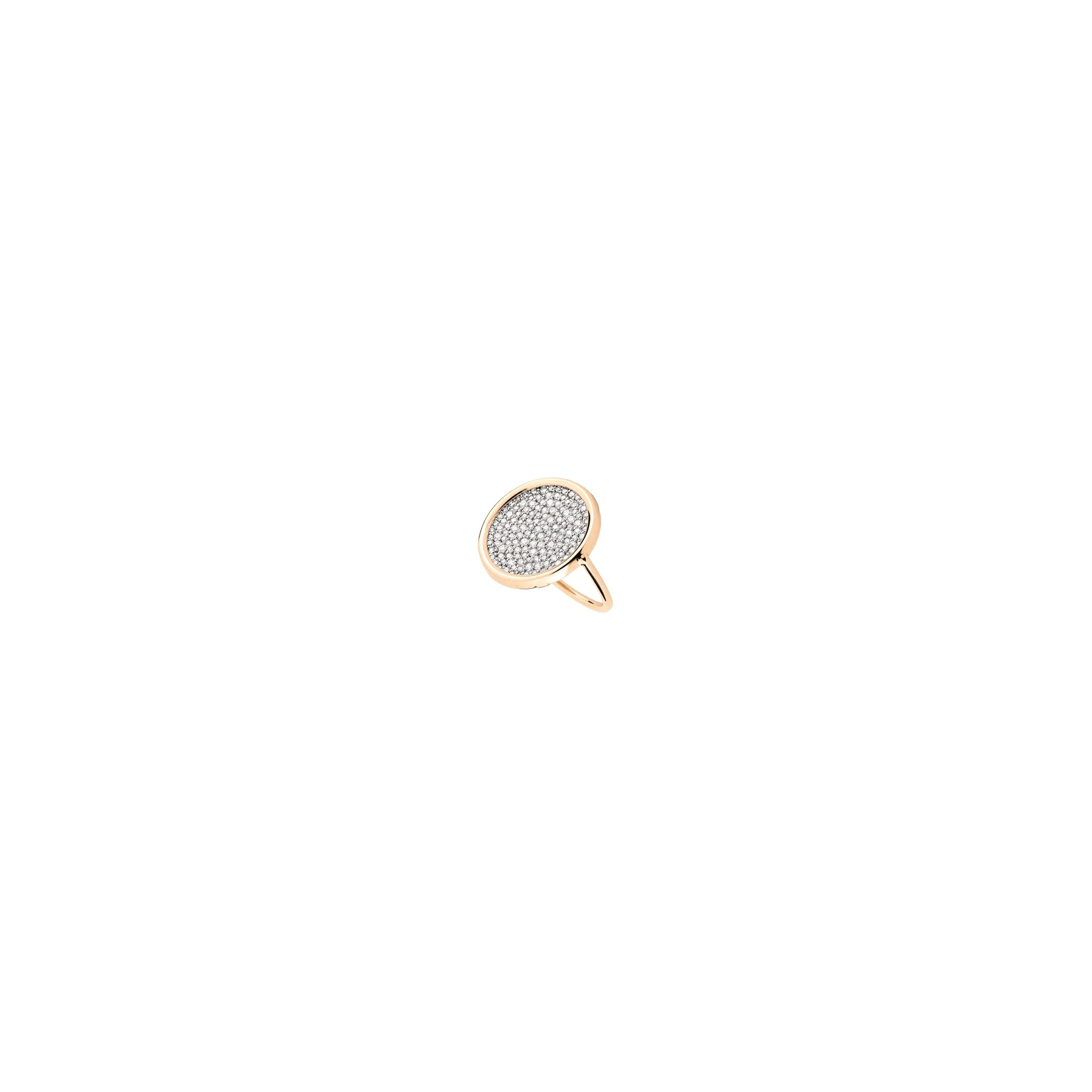 Bague Ginette NY Disc Ring large en or rose et diamants