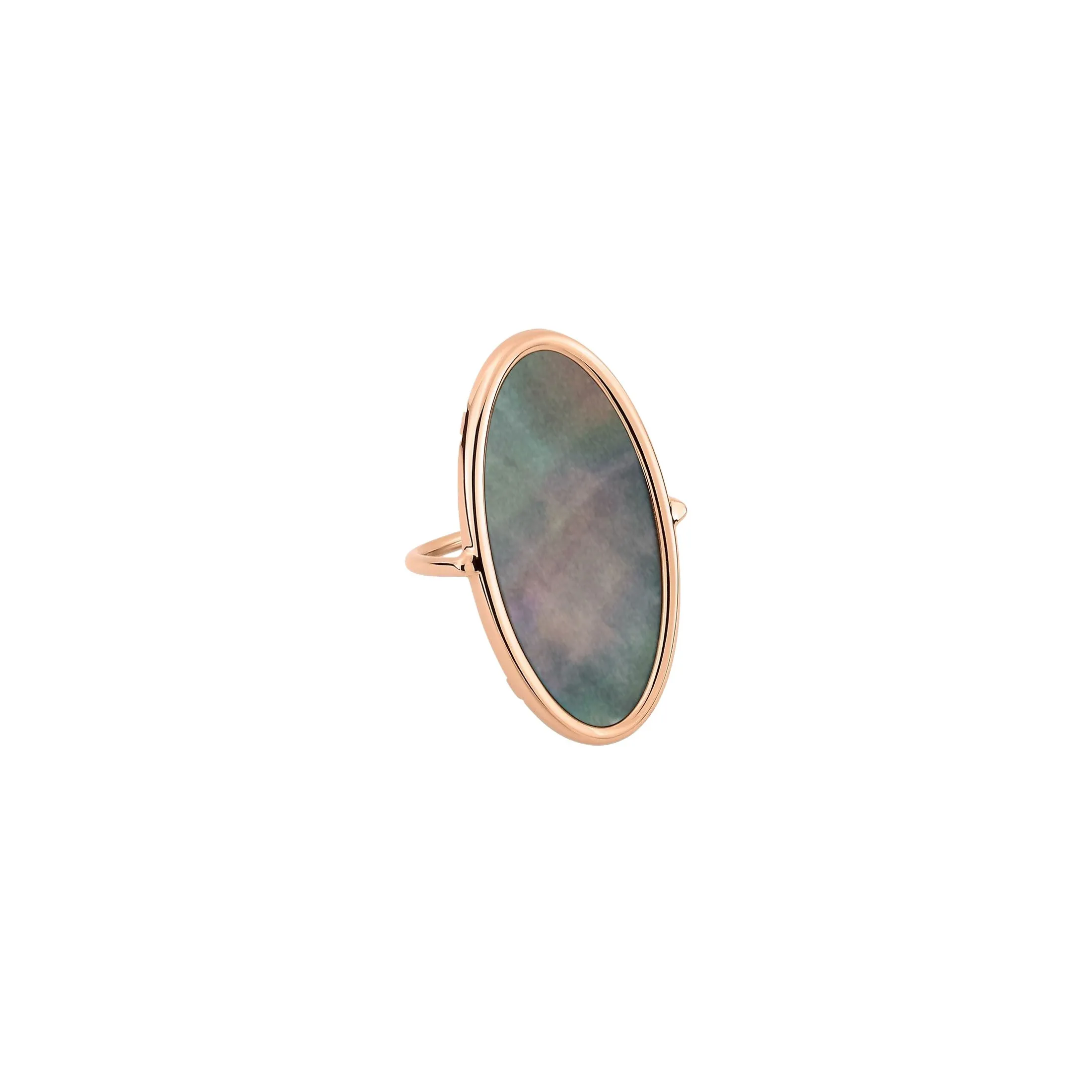 Bague Ginette NY Ellipse en or rose et nacre noire