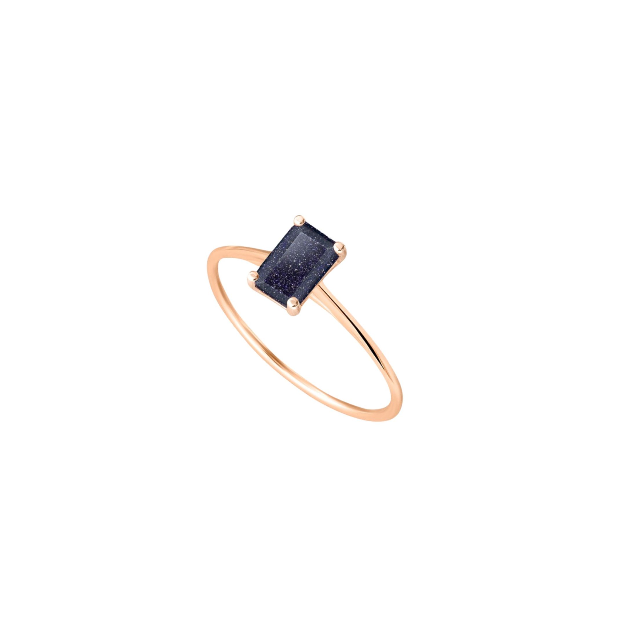 Bague Ginette NY mini Midnight en or rose et blue sandstone