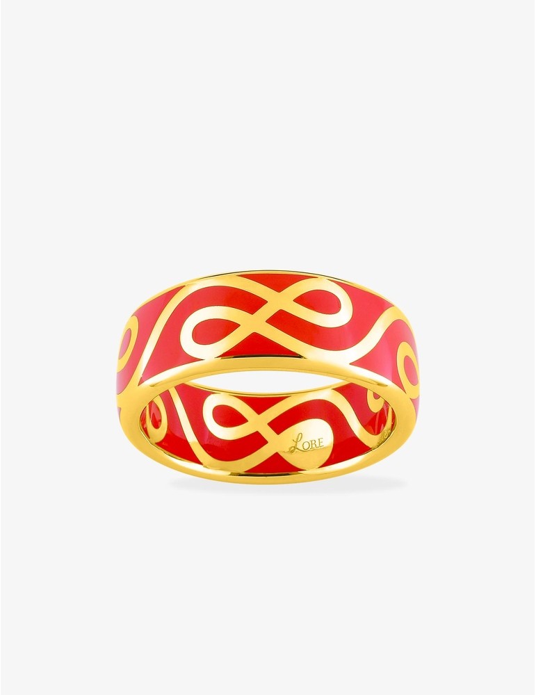 Bague Lorever Or jaune 375‰ et laque corail SO OR