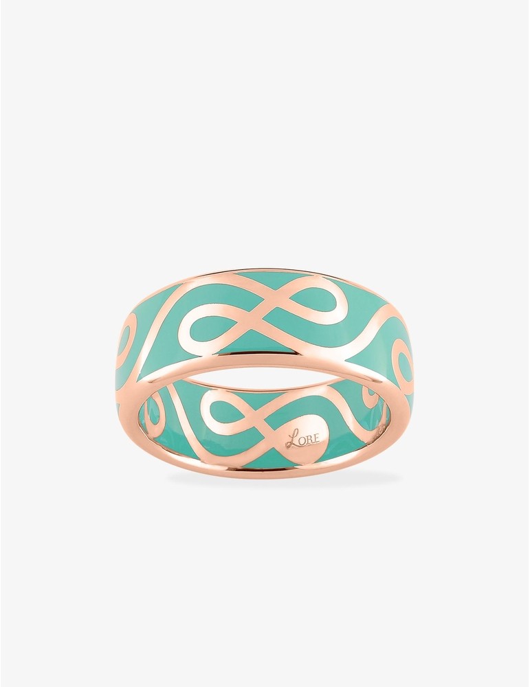 Bague Lorever Or rose 375‰ et laque verte aqua SO OR
