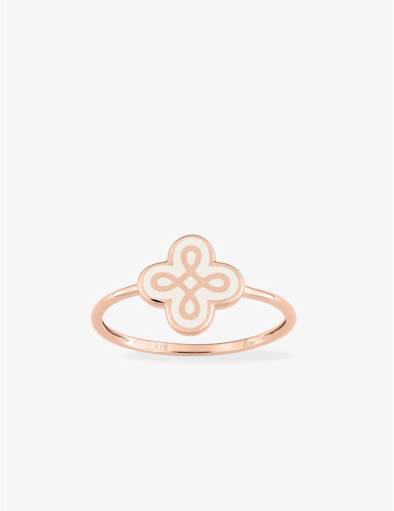 Bague Lorever Or rose 375‰ et motif laque ivoire SO OR