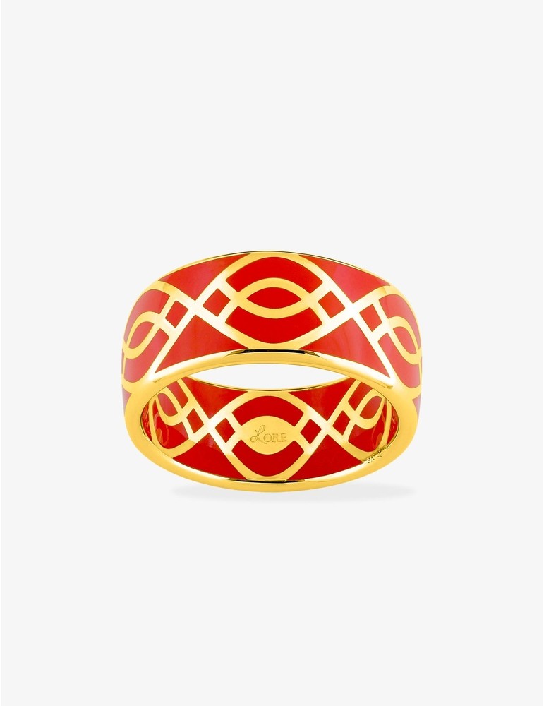 Bague Ondine Or jaune 375‰ et laque corail SO OR