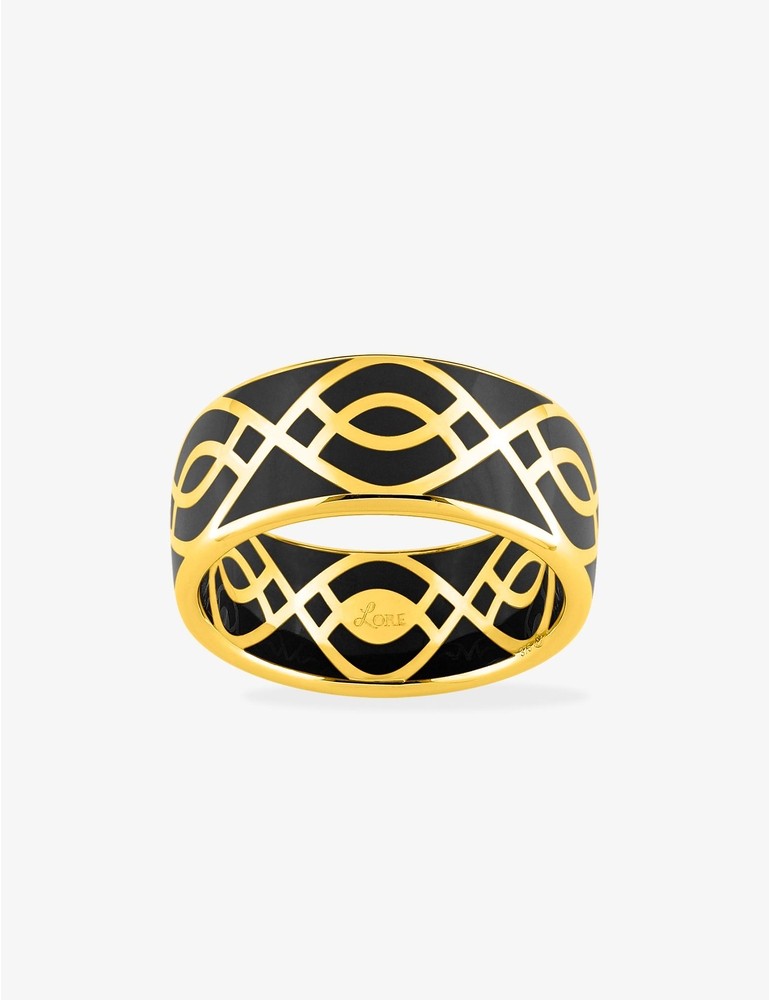 Bague Ondine Or jaune 375‰ et laque noir de jais SO OR