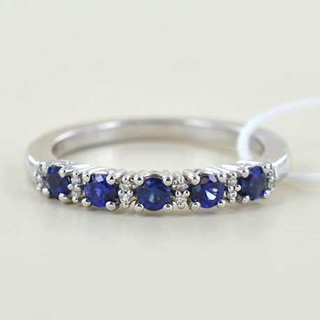 Bague Riviera Saphirs et Diamants Alternés 00298