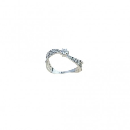bague solitaire ondulée en or blanc 18 carats A2421B