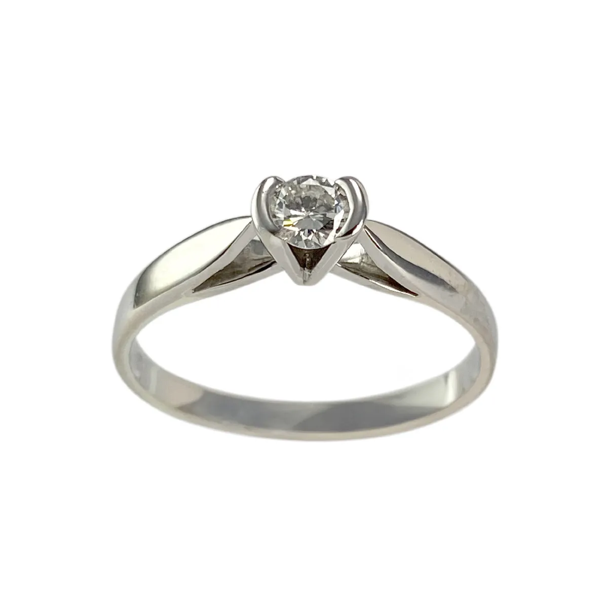 Bague solitaire or 750 blanc diamant 0.15 carat