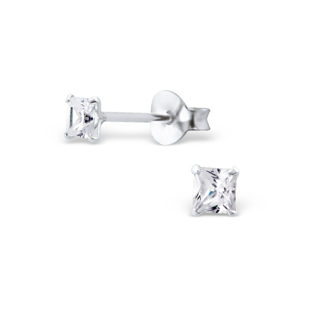 BOUCLES OXYDE ZIRCONIUM BLANC CARRE 3MM