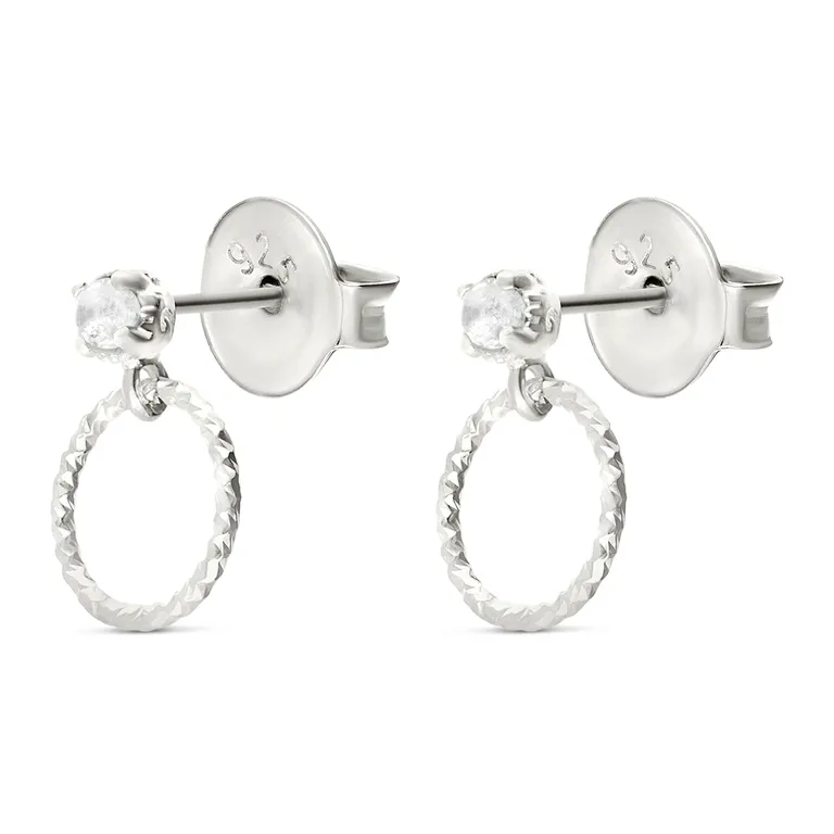 BOUCLE ANNEAU CISELÉ 7MM ET PIERRE OPALINE