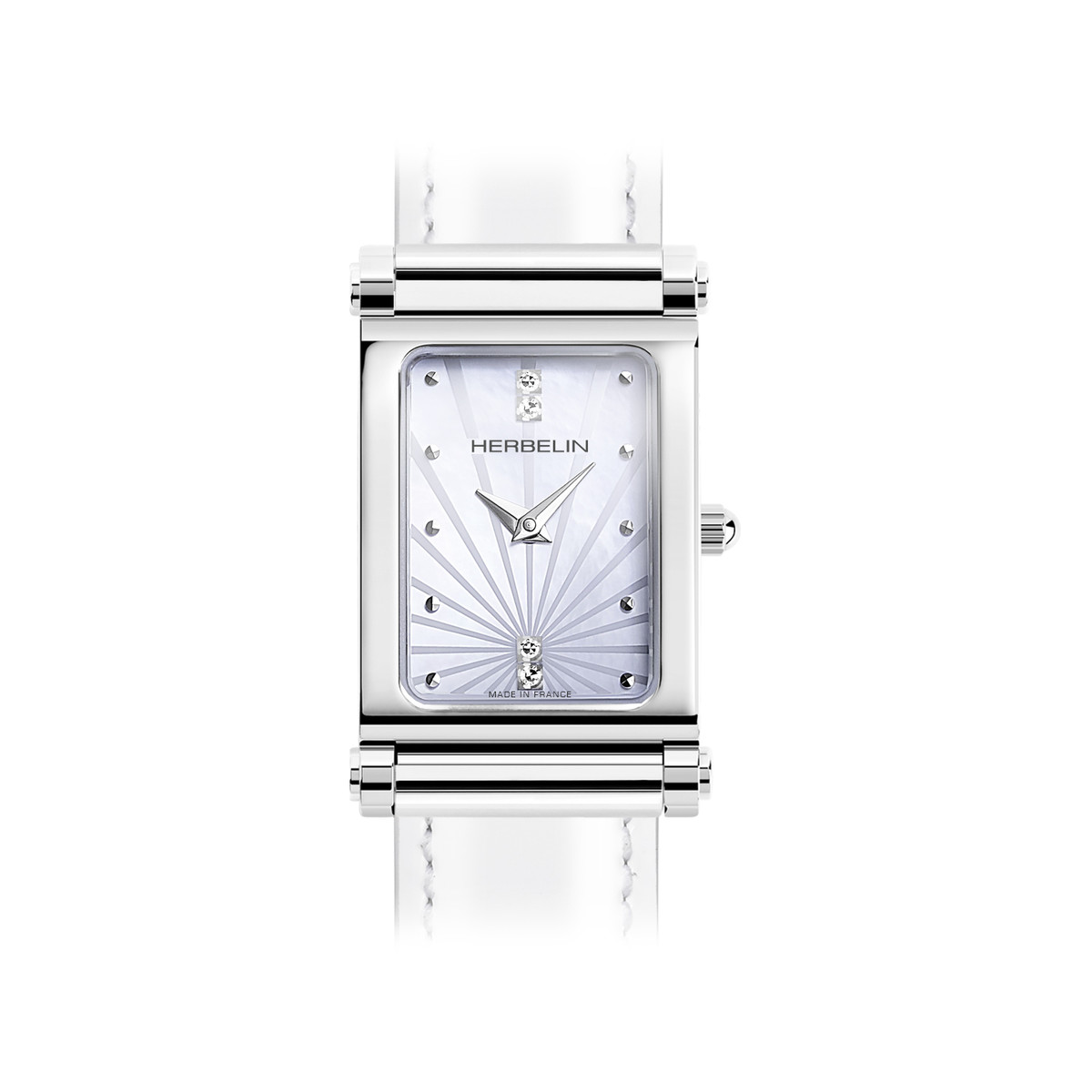 BOITIER MICHEL HERBELIN Antarès rectangle acier nacre et zirconium