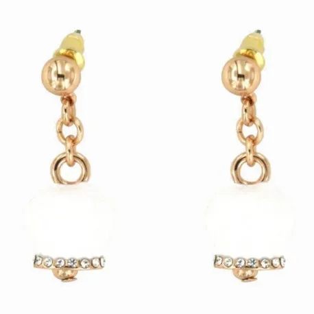 Boucles D'oreilles I Love Capri 00620 En Métal Clochette Porte-Bonheur Avec Émail Blanc Et Cristaux