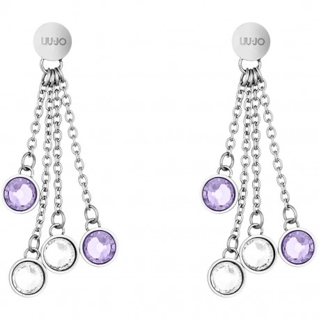 Boucles d'oreilles pendantes Liu Jo avec cristaux lilas LJ1167