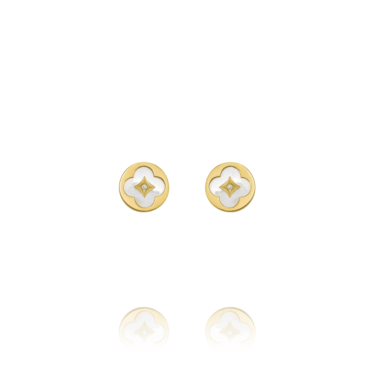 Charles Garnier LEGEND small clover earrings Mother-of-pearl Gold-plated silver oxides