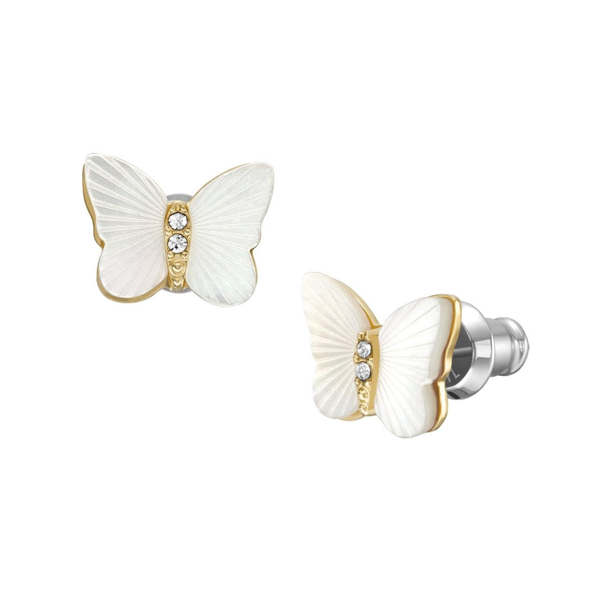 Fossil Radiant Wings Butterfly Earrings in White Mother-of-Pearl