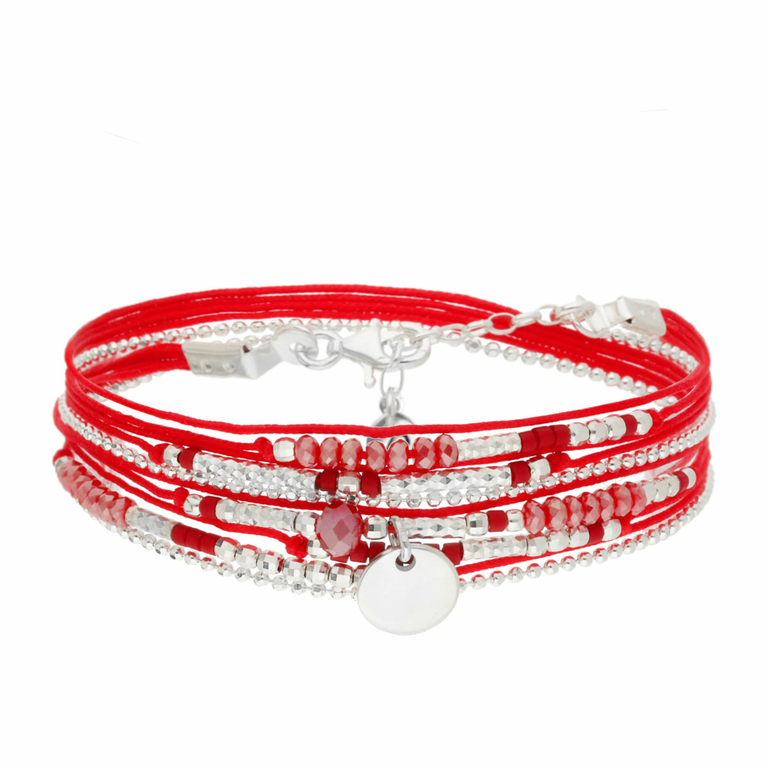 BRACELET ATLANTA PASTILLE ROUGE Argent 925 Gravable