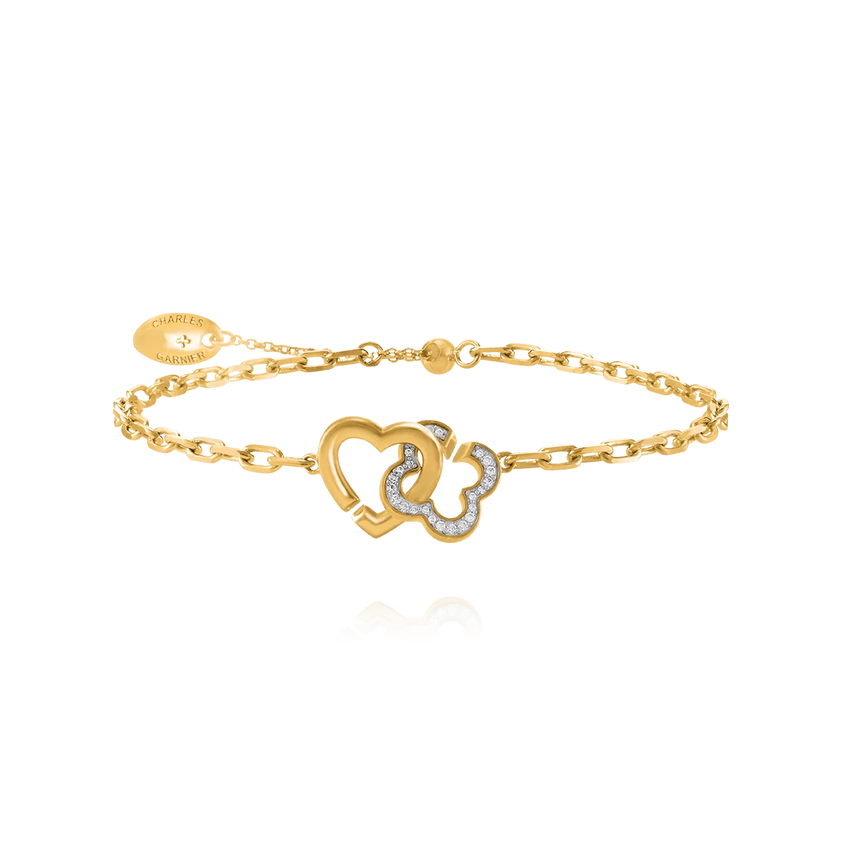 Charles Garnier PASSION Heart & Clover Bracelet Gold-plated silver