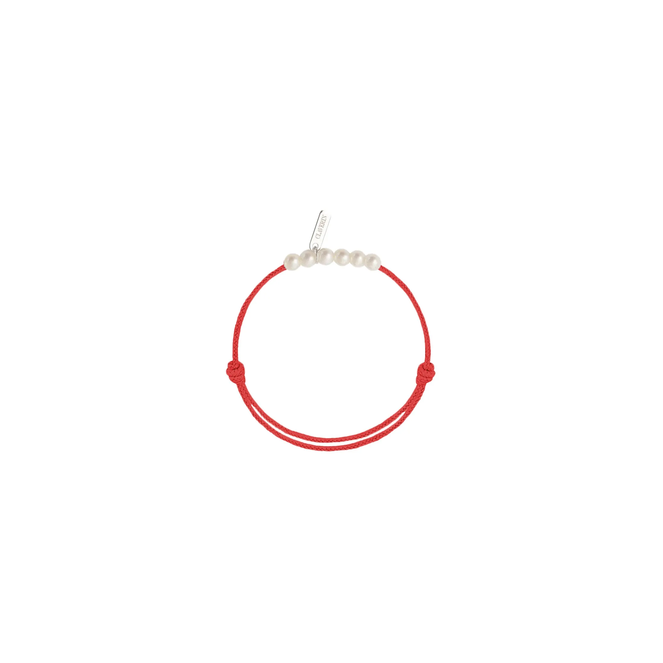 Bracelet Claverin Baby Girls Cords Little Treasures cordon rouge corail et perles blanches