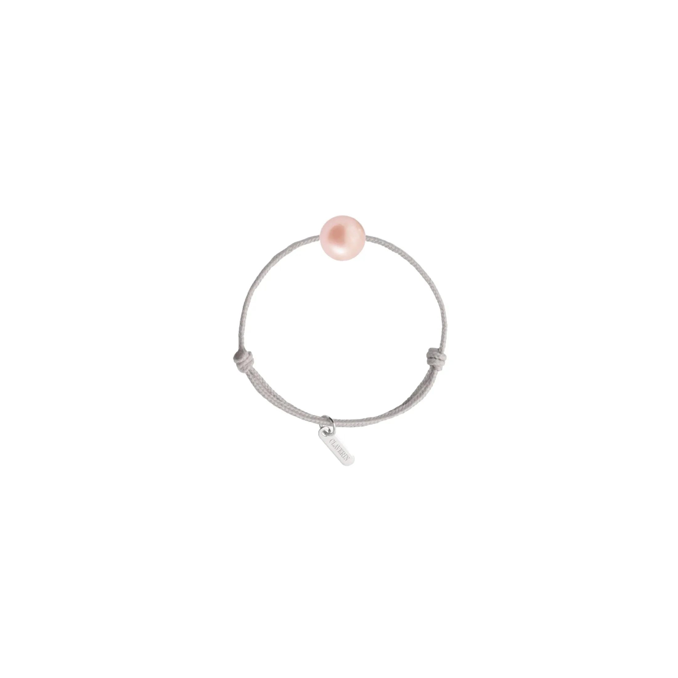 Bracelet Claverin Baby Girls Cords Pearly cordon gris perlé et perle rose
