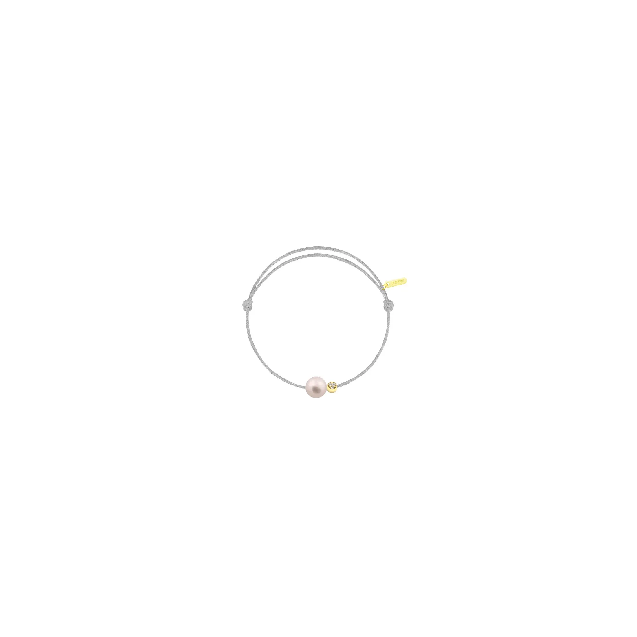 Bracelet Claverin cordon Simply Diamond Moon perle blanche et demi-lune en or jaune