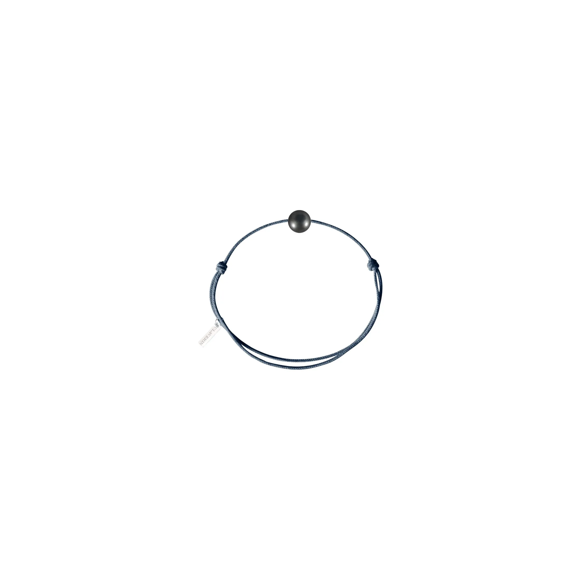Bracelet Claverin Unisex Cords Simply Pearly cordon gris cendré et perle de Tahiti