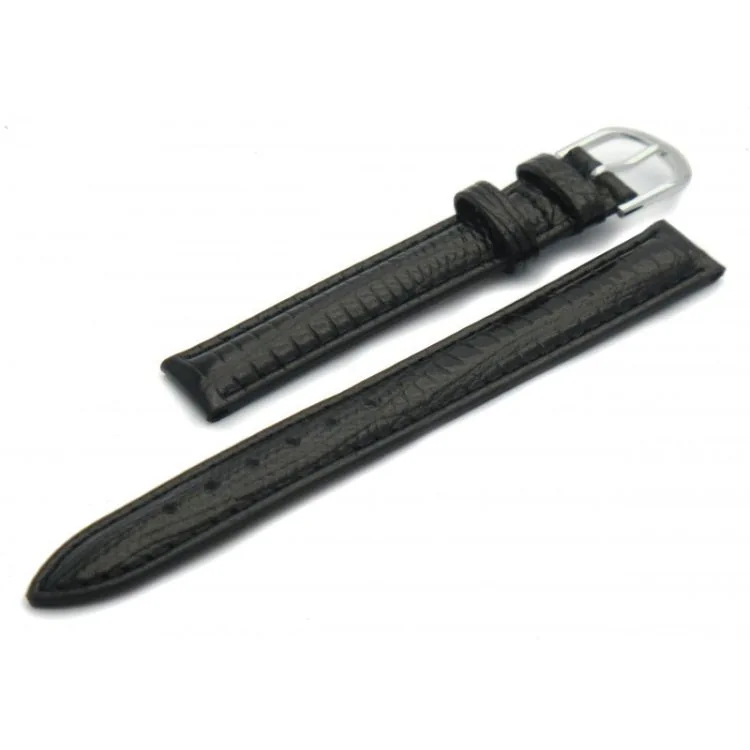 Bracelet de Montre - Cuir Façon Lézard Noir