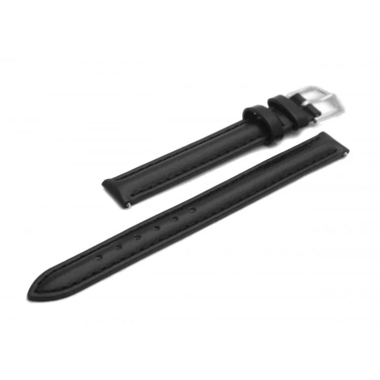 Bracelet de montre cuir noir lisse mat