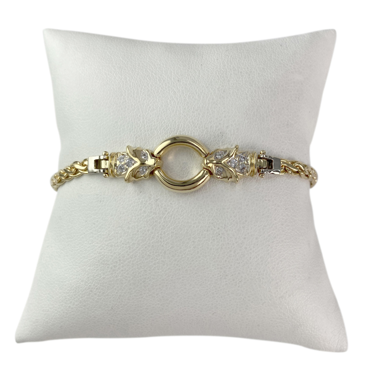 Bracelet d'occasion 2 ors 750 maille fantaisie zirconias 19 cm