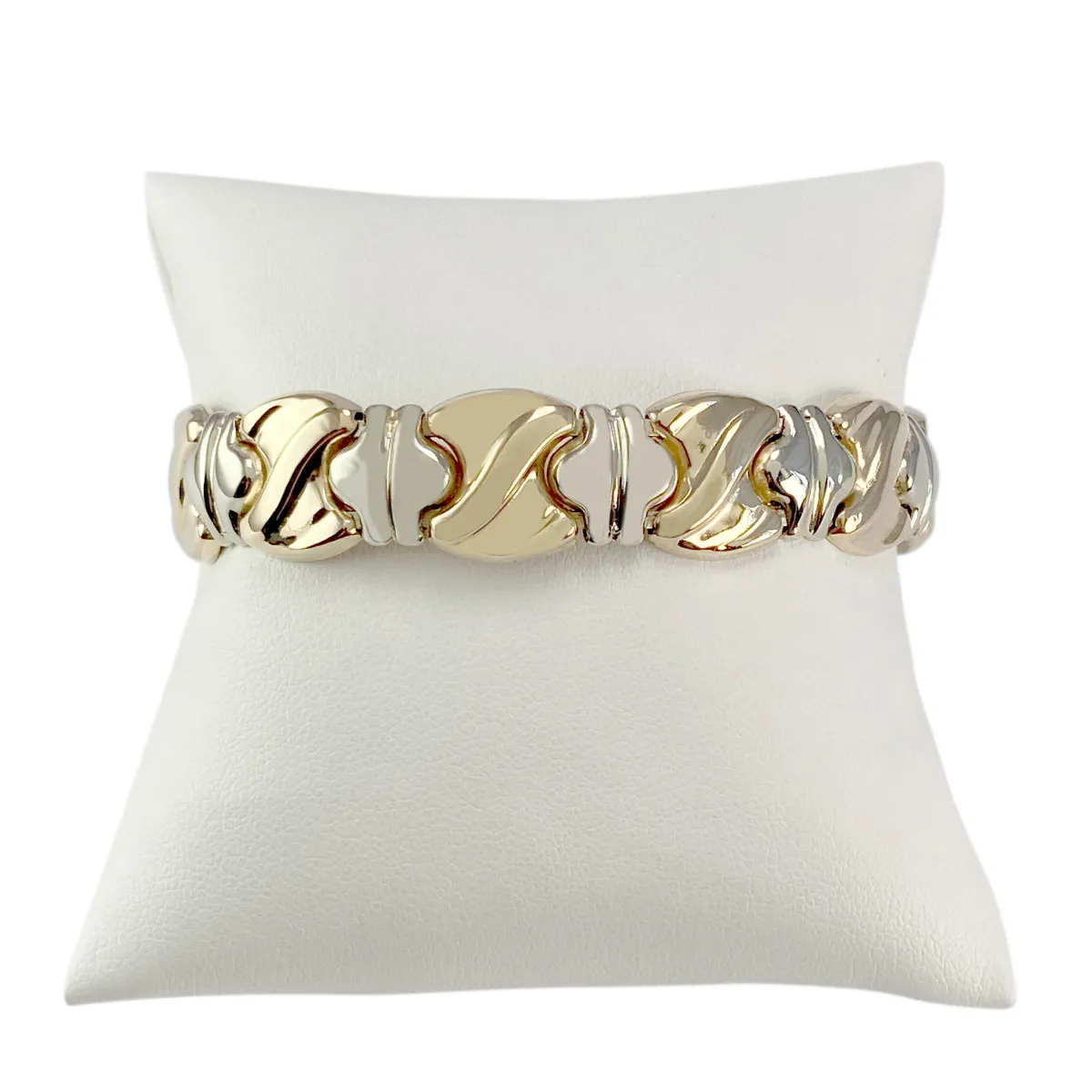 Bracelet d'occasion or 750 jaune et rhodié 70 mm