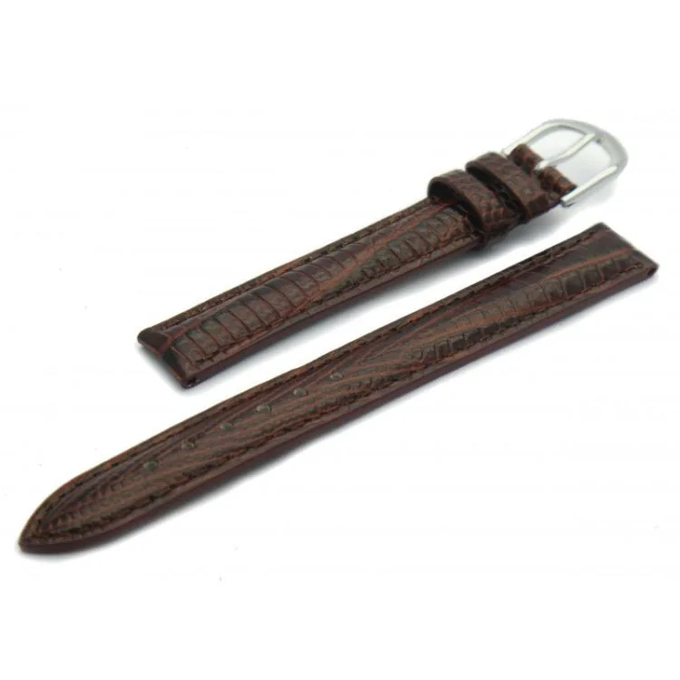 Bracelet de Montre - Cuir Façon Lézard - Marron