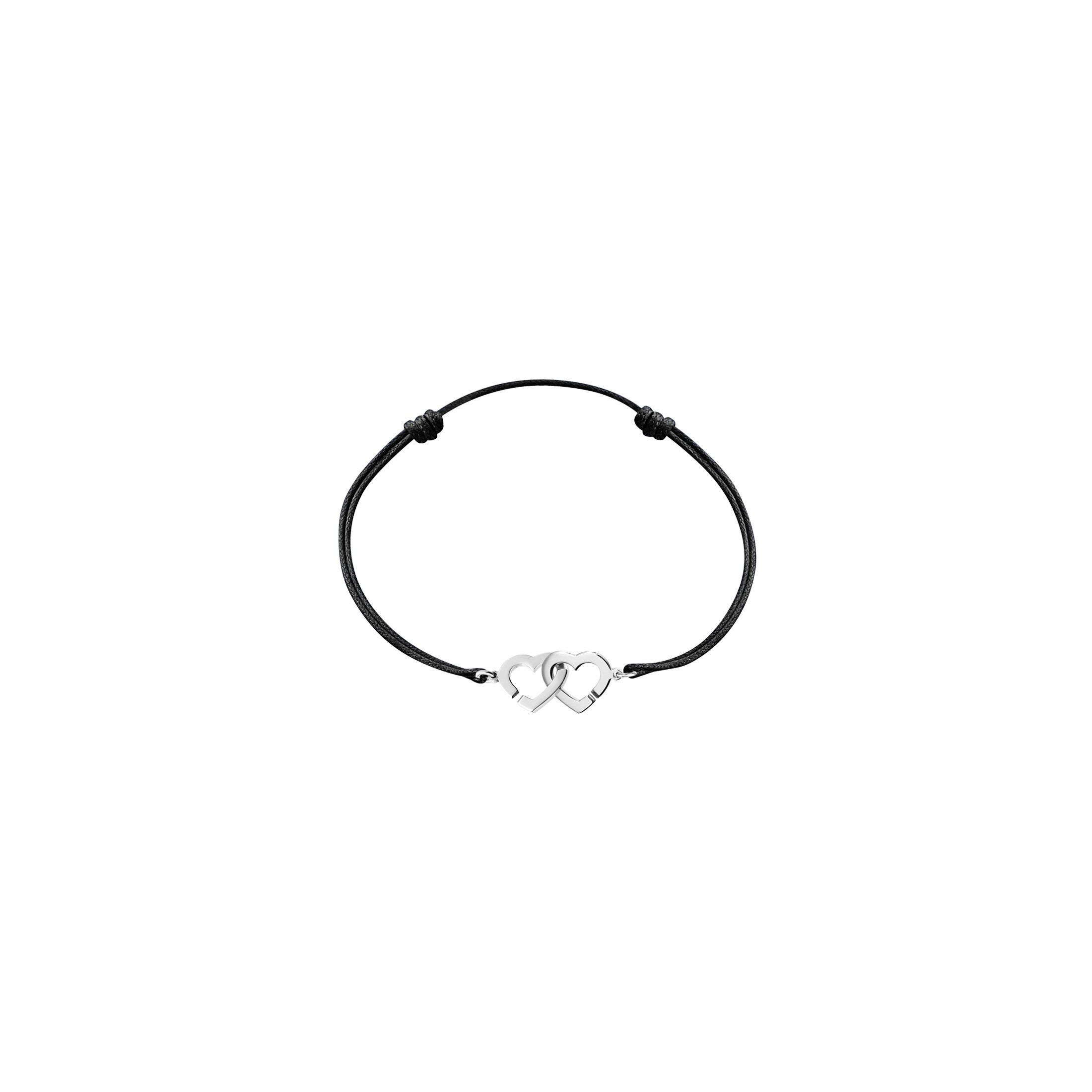 Bracelet Dinh Van Double Cœurs R9 en or blanc sur cordon