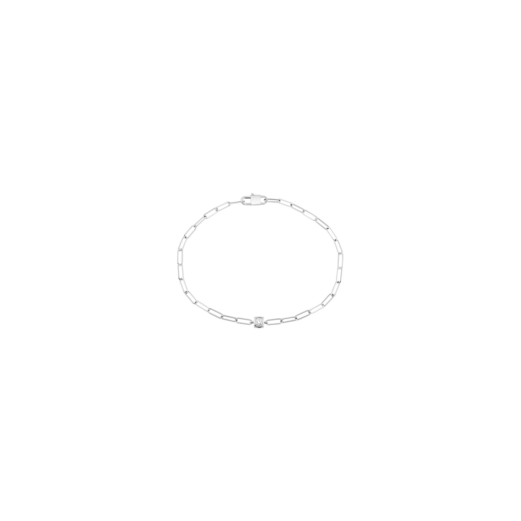 Bracelet Dinh Van Le Cube Diamant en or blanc et diamant sur chaîne