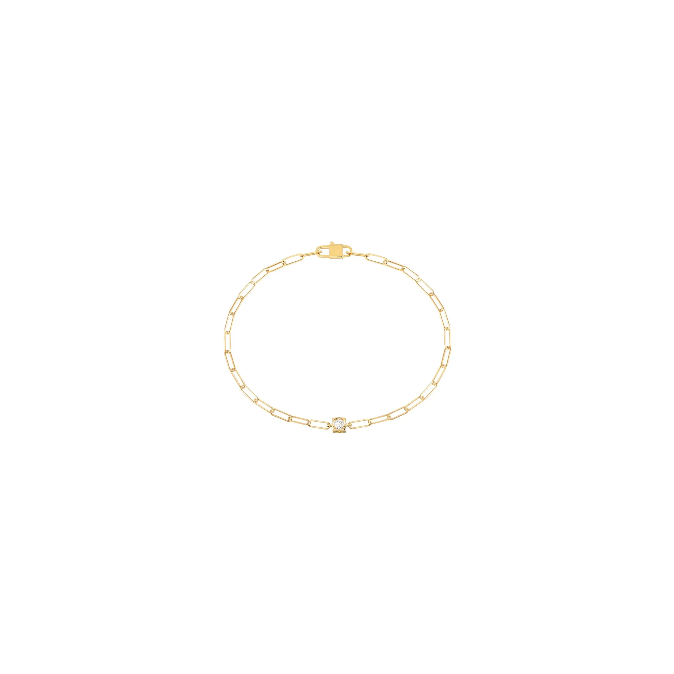 Bracelet Dinh Van Le Cube Diamant en or jaune et diamant sur chaîne