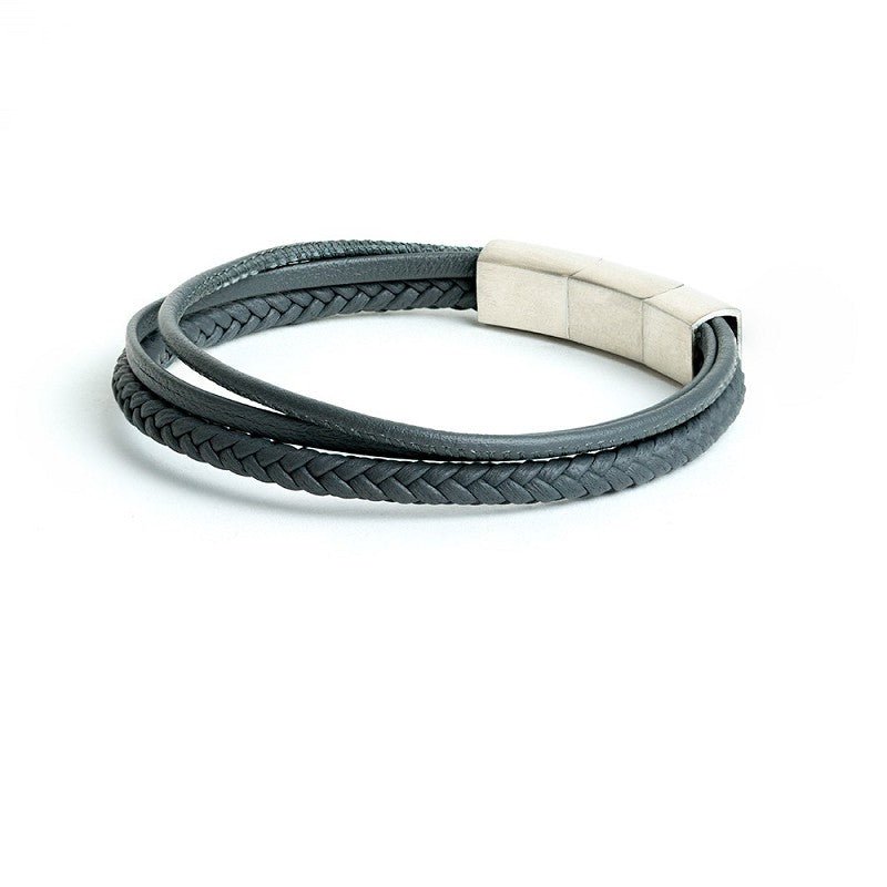 Gemini Leather Bracelet Arte Gray