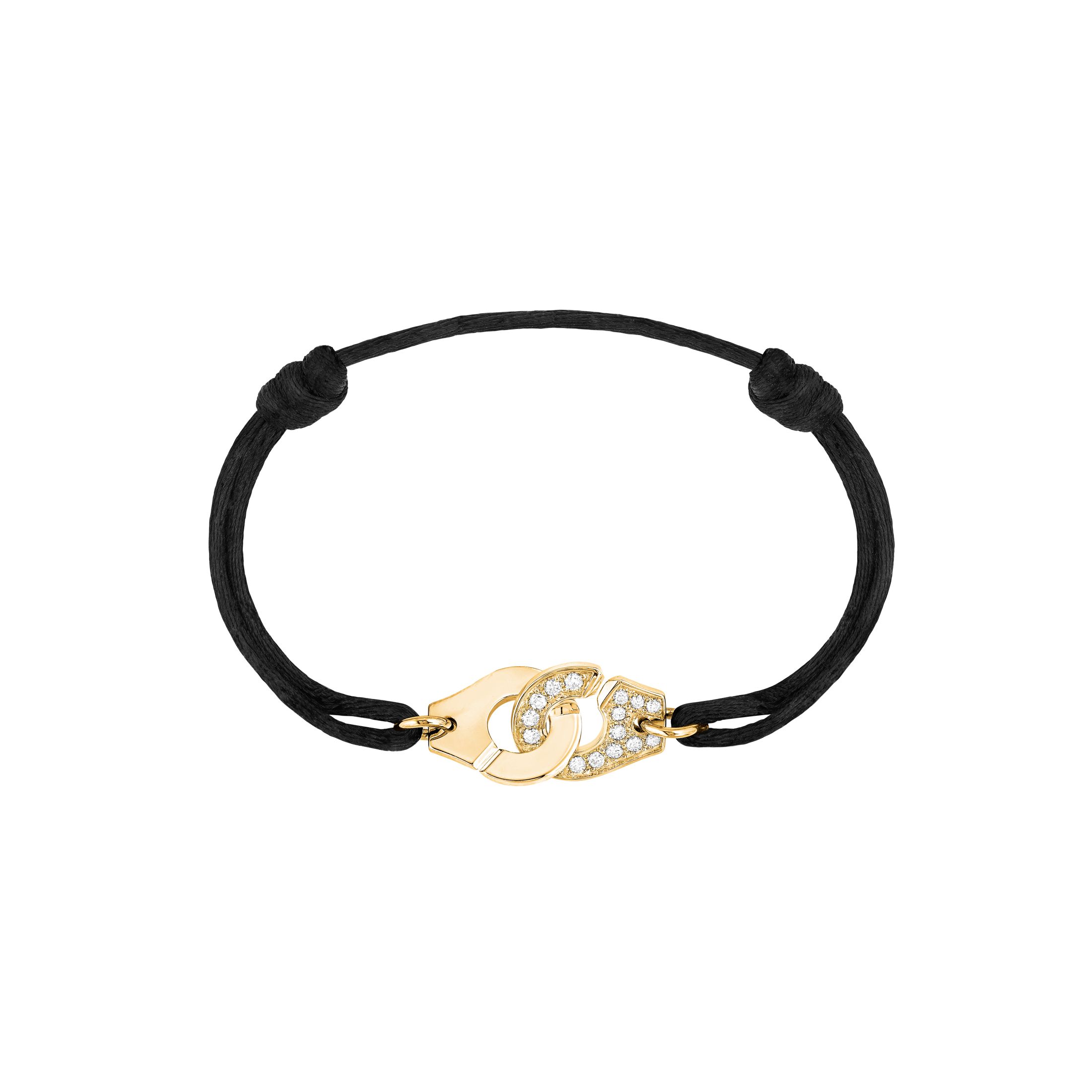Bracelet Menottes dinh van R12 en or jaune et diamants sur cordon