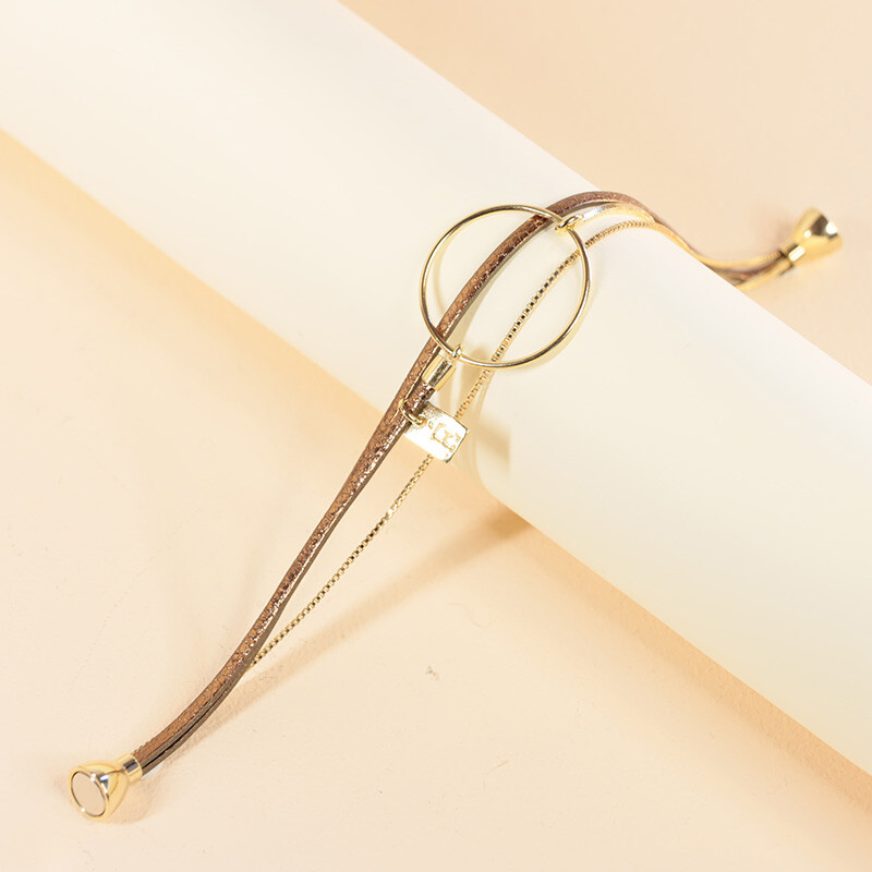 Achat Bracelet Flowersforzoé en cuir et métal doré